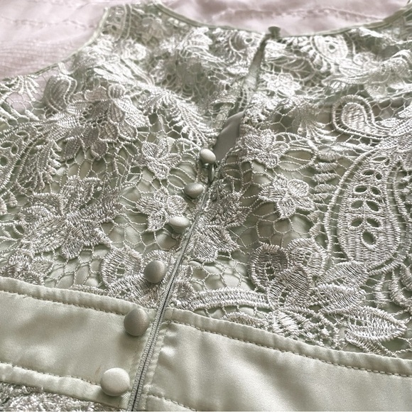 ADRIANNA PAPELL MINT GREEN FLORAL EMBROIDERED SLEEVELESS COCKTAIL DRESS - 6 - Picture 9 of 10